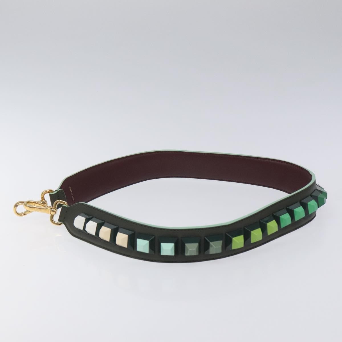 Fendi Strap You Shoulder Strap Leather, GREEN, LEATHER, Straps