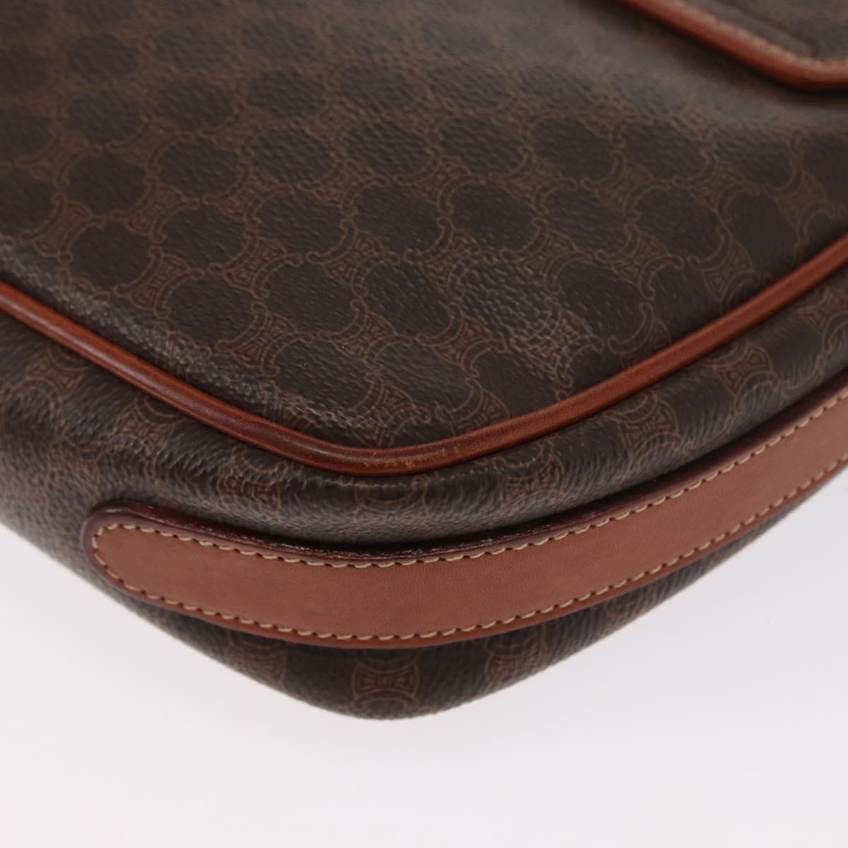 Celine Vintage Macadam Shoulder Bag Canvas and Leather, BROWN, CANVAS, Shoulder bag