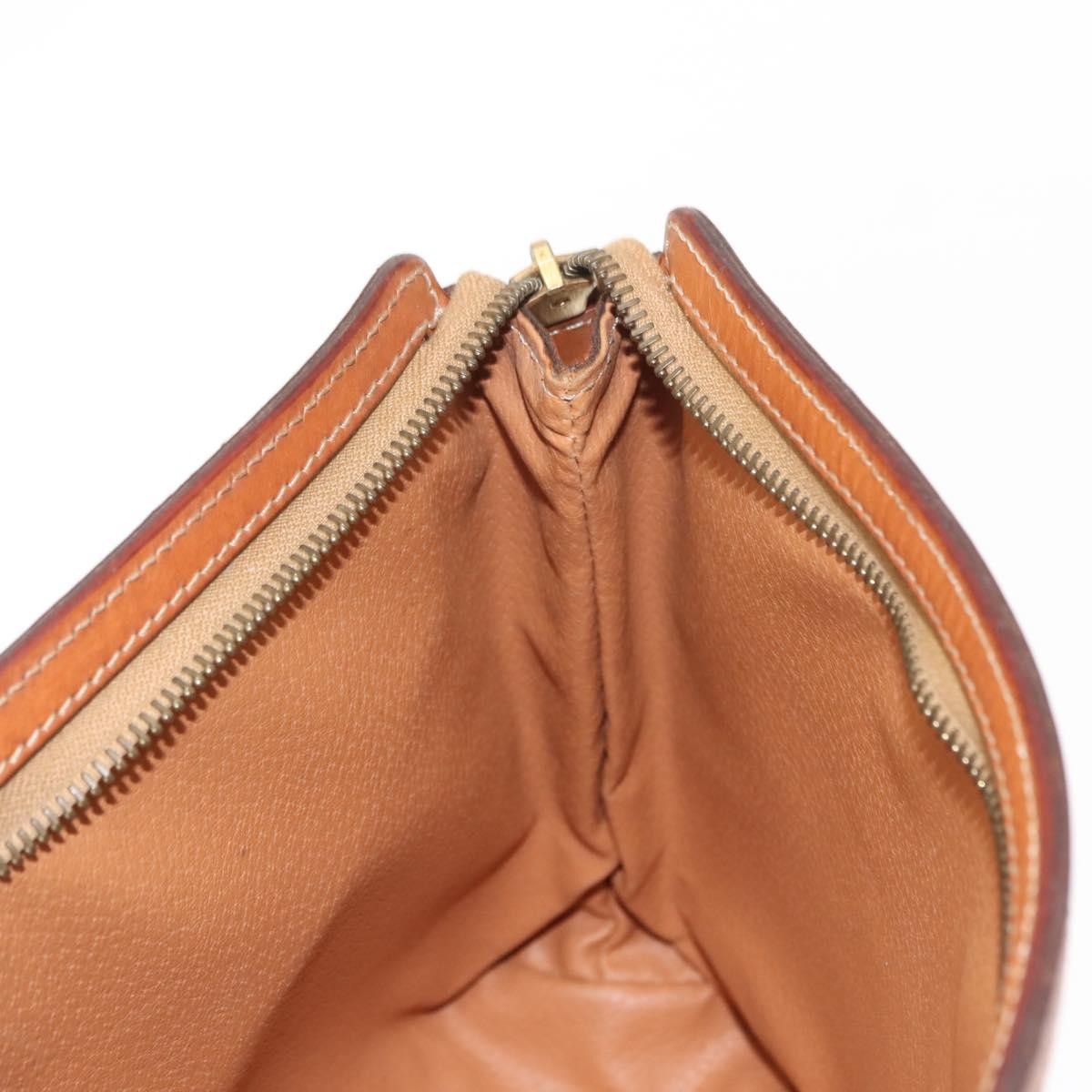 Celine Circle Logo Macadam Pouch Canvas and Leather, BROWN, CANVAS, Clutche & pouche