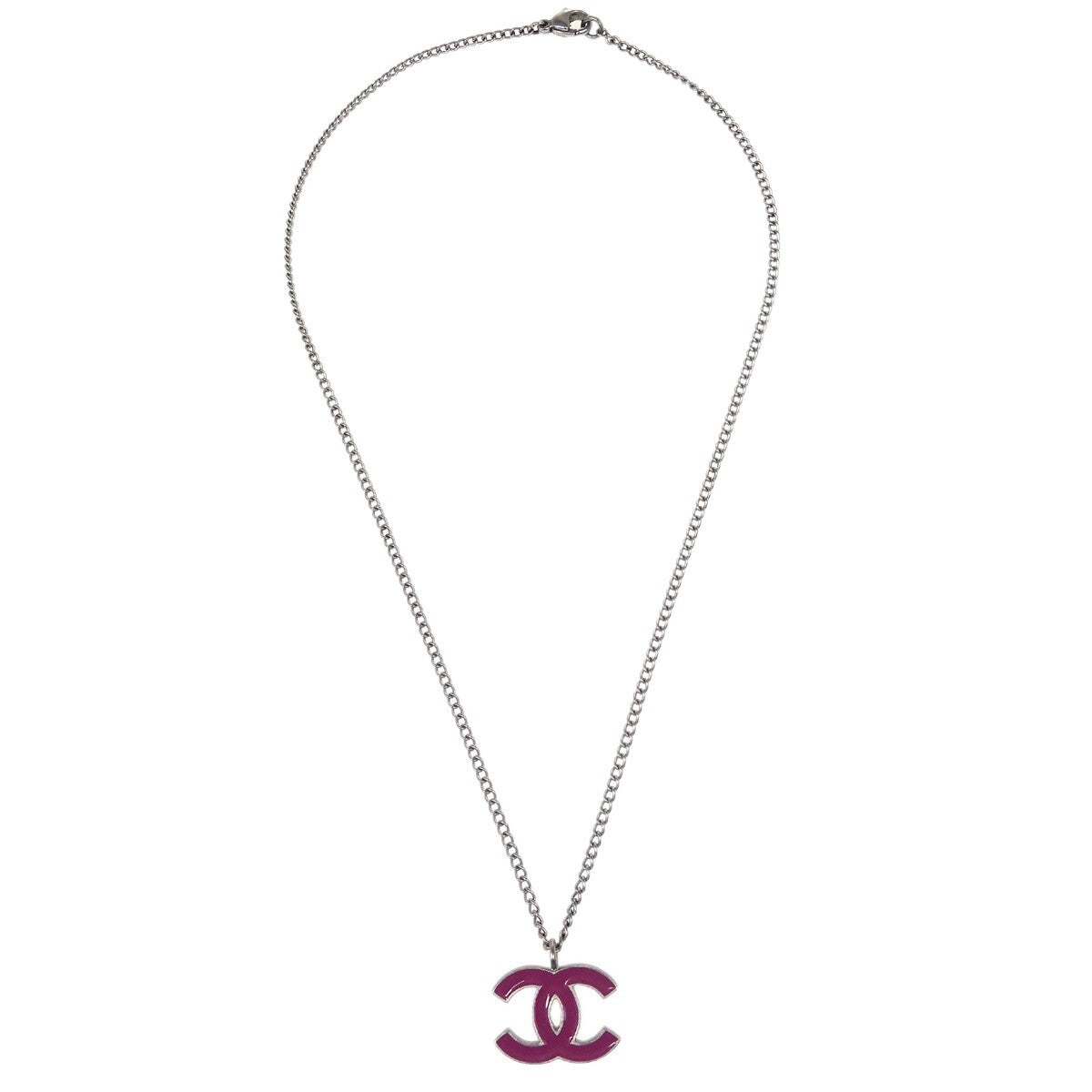 Chanel CC Pendant Necklace Metal, SILVER, SILVER_PLATED, Necklace