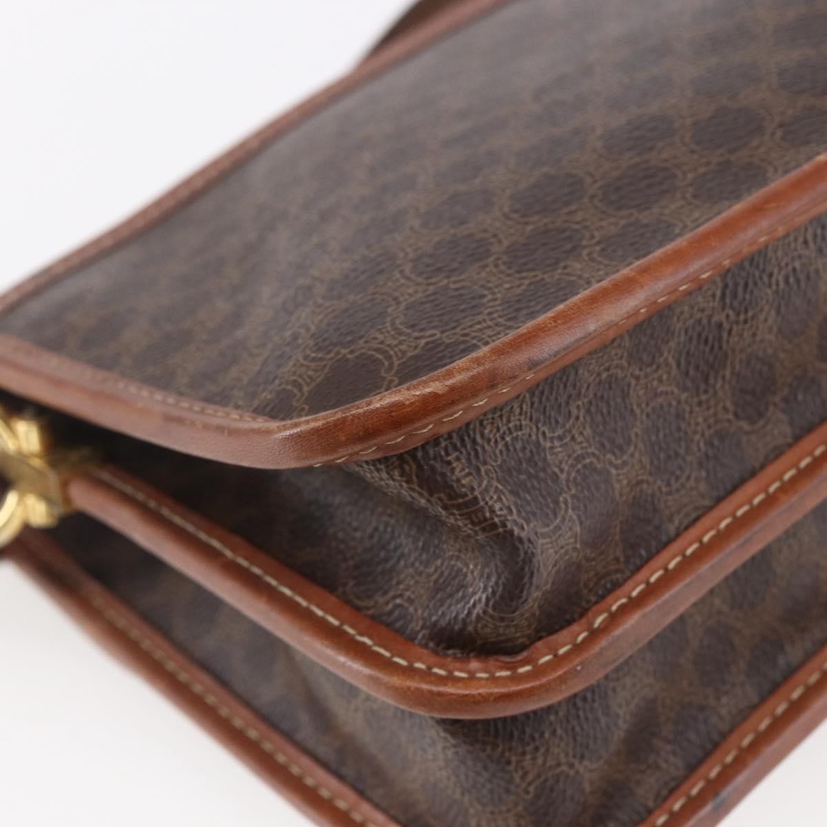 Celine Flap Shoulder Bag Canvas, BROWN, CANVAS, Shoulder bag