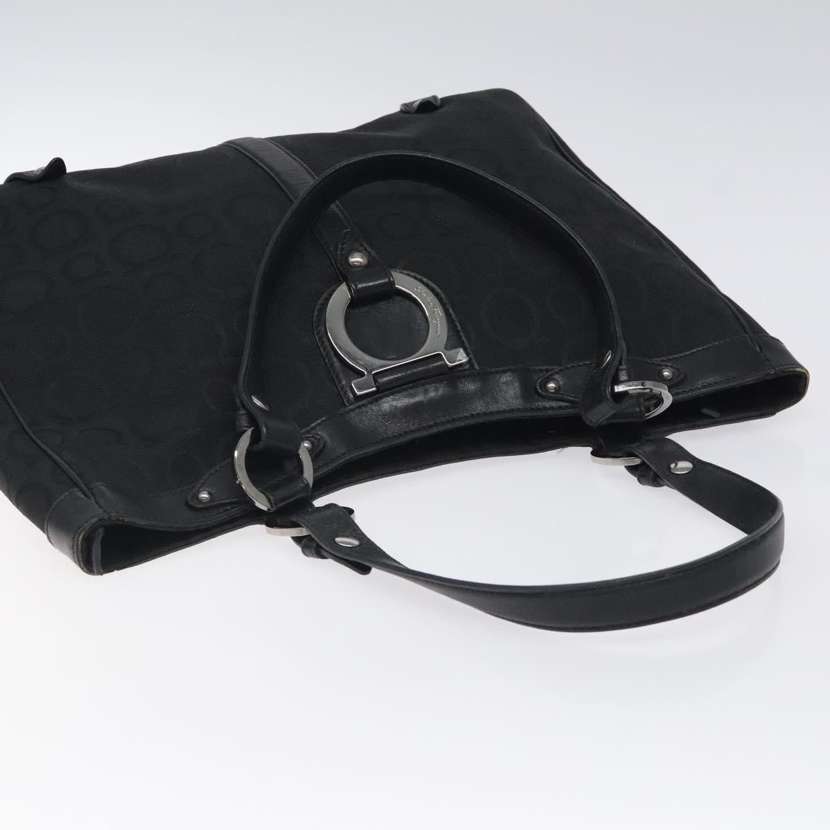 Salvatore Ferragamo Gancini Tote Gancini Canvas, BLACK, CANVAS, Tote bag