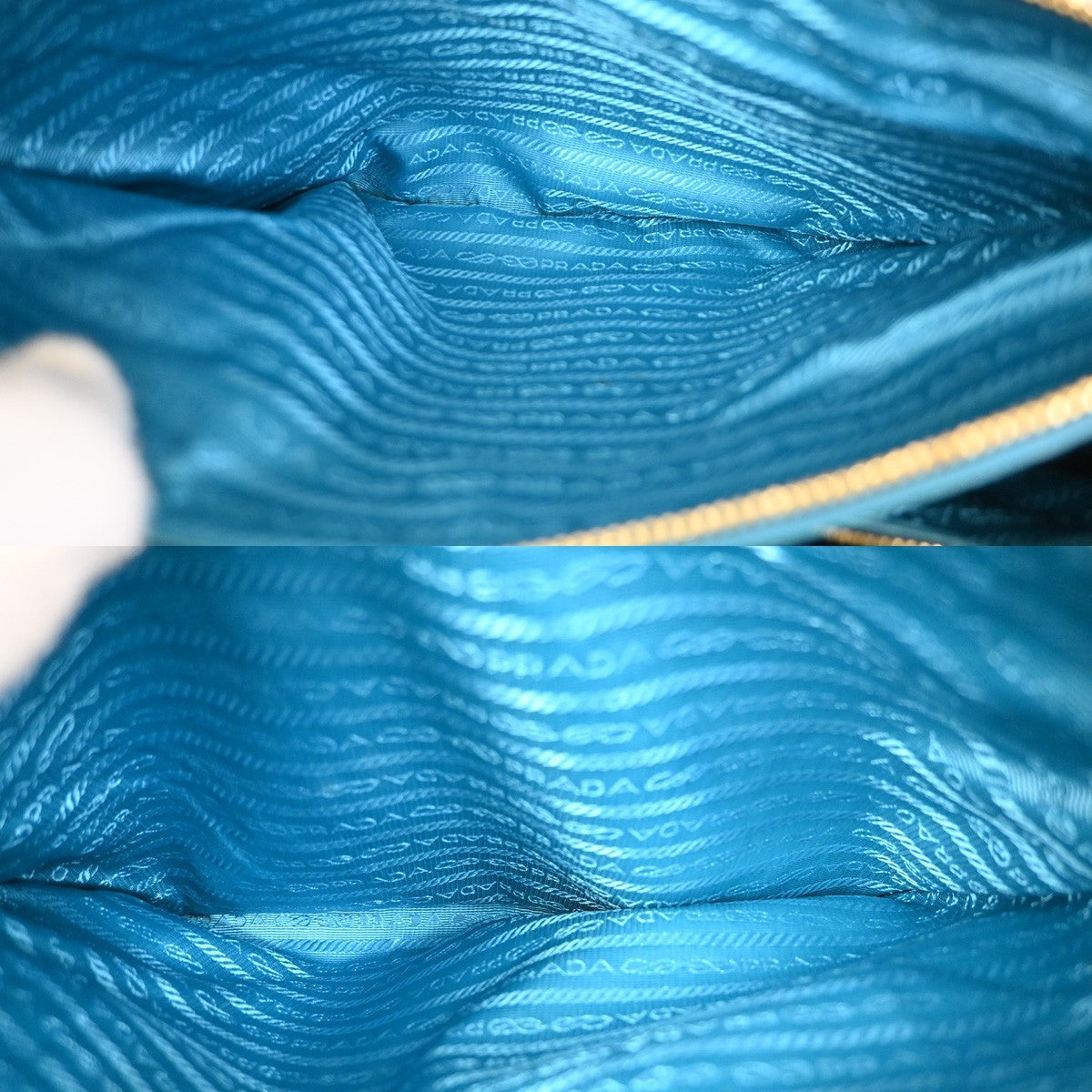 Prada Double Zip Lux Tote Saffiano Leather, BLUE, LEATHER, Tote bag