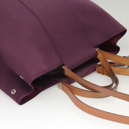 Hermes Cabag Handbag Toile and Leather, PURPLE, CANVAS, Tote bag