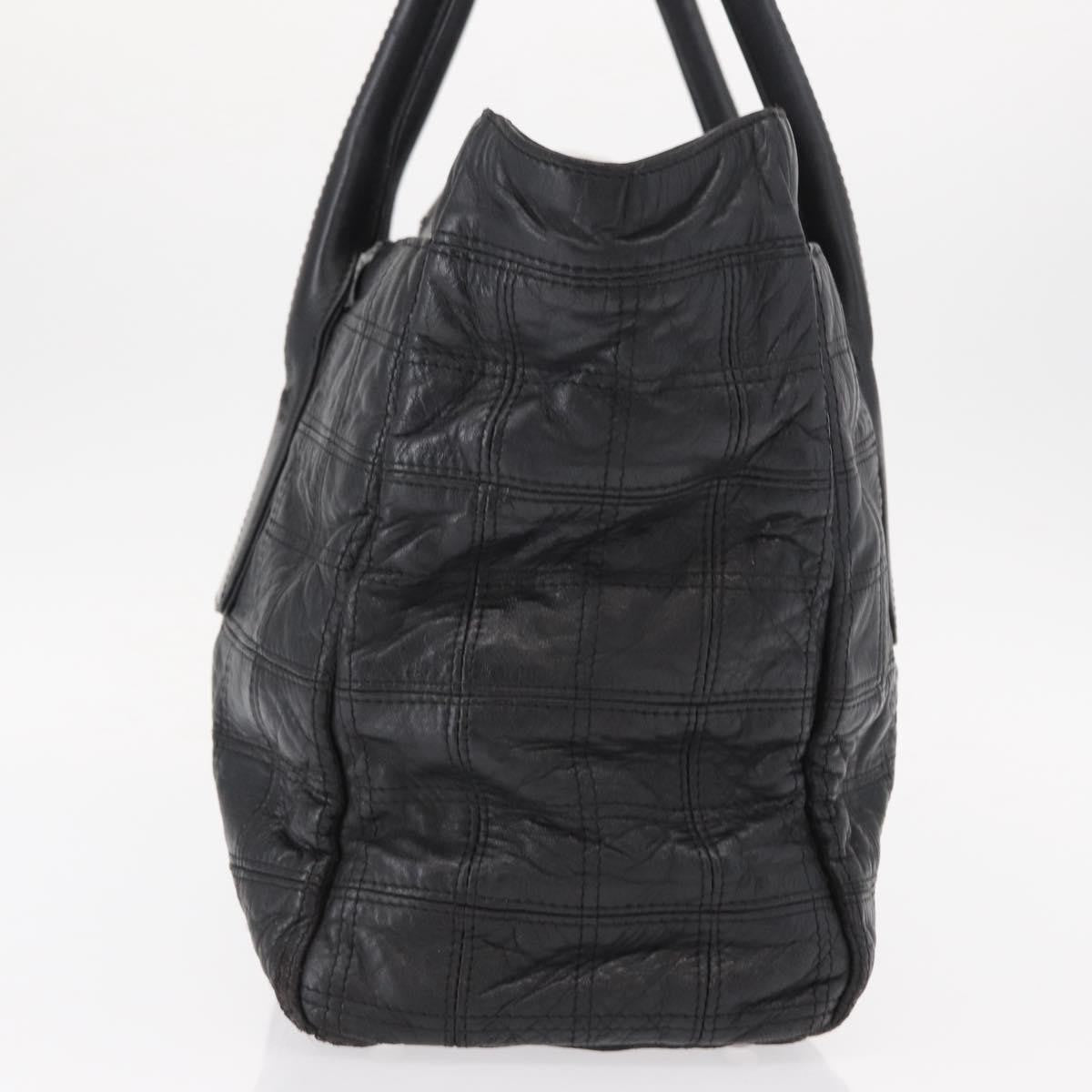 Chanel Lax Shopping Tote Square Quilted Leather, BLACK, LEATHER, Tote bag