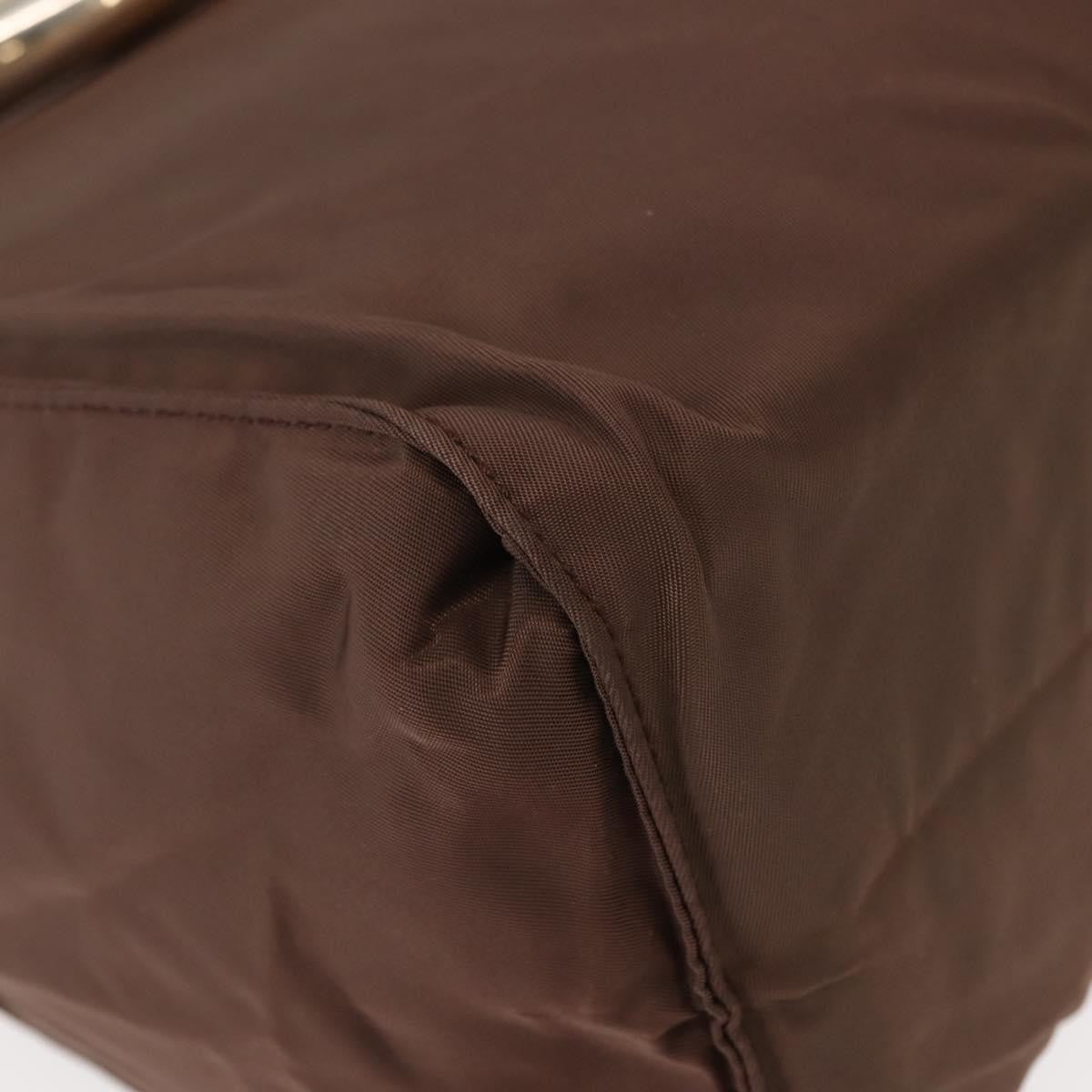 Prada Metal Handles Tote Tessuto, BROWN, NYLON, Handbag