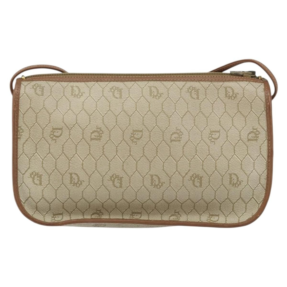 Christian Dior Vintage Honeycomb Shoulder Bag Canvas, BEIGE, CANVAS, Shoulder bag