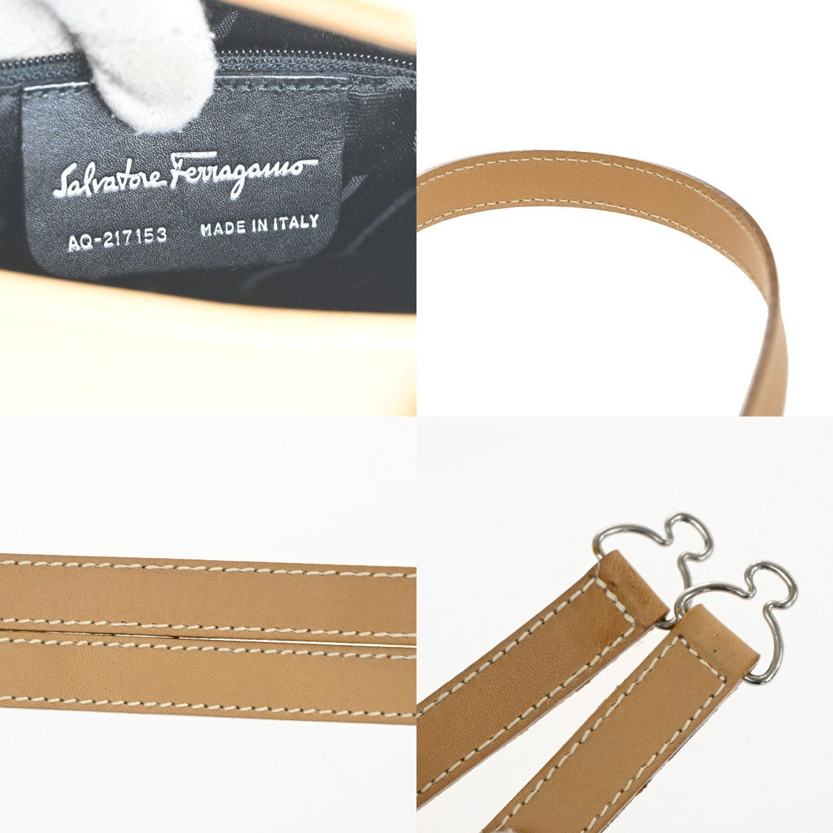 Salvatore Ferragamo Gancini Shoulder Bag Leather, Brown, Leather, Shoulder Bag