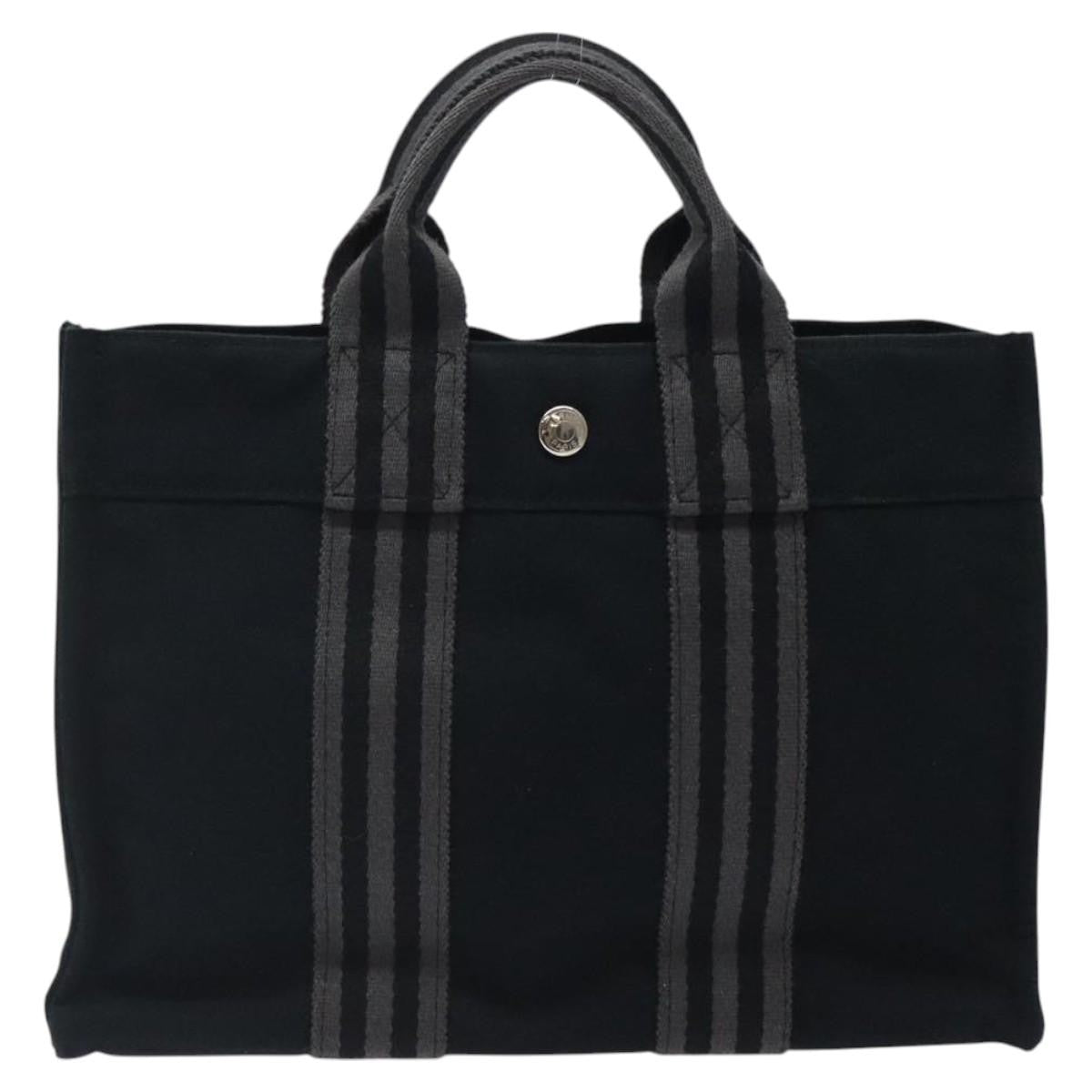 Hermes Fourre Tout Tote Canvas, BLACK, CANVAS, Tote bag