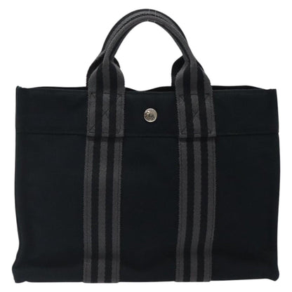 Hermes Fourre Tout Tote Canvas, BLACK, CANVAS, Tote bag