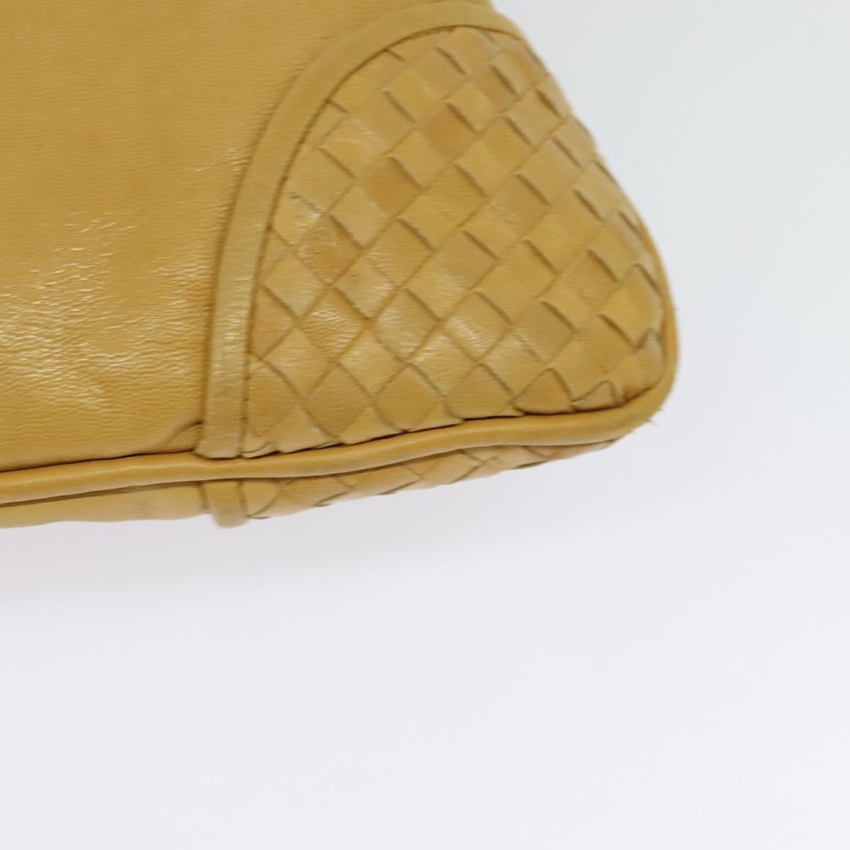 Bottega Veneta Chain Link Shoulder Bag Leather with Intrecciato, YELLOW, LEATHER, Shoulder bag