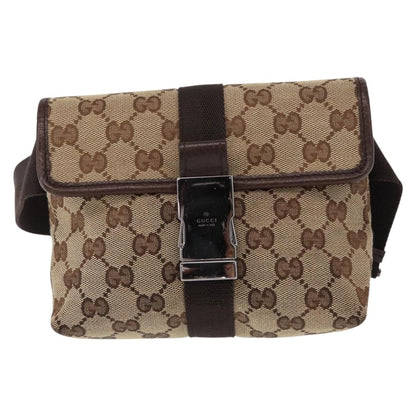 Gucci Buckle Belt Bag GG Canvas, BEIGE, CANVAS, Shoulder bag