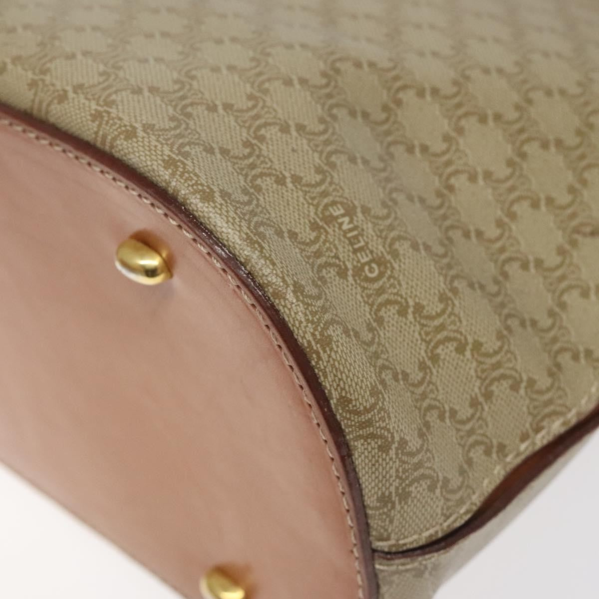 Celine Vintage Macadam Handbag Canvas and Leather, Beige, Canvas, Handbag