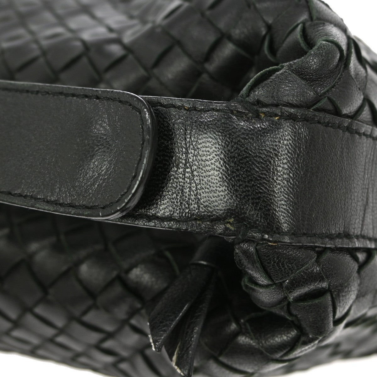 Bottega Veneta Handle Pouch Intrecciato Nappa, BLACK, LEATHER, Clutche & pouche