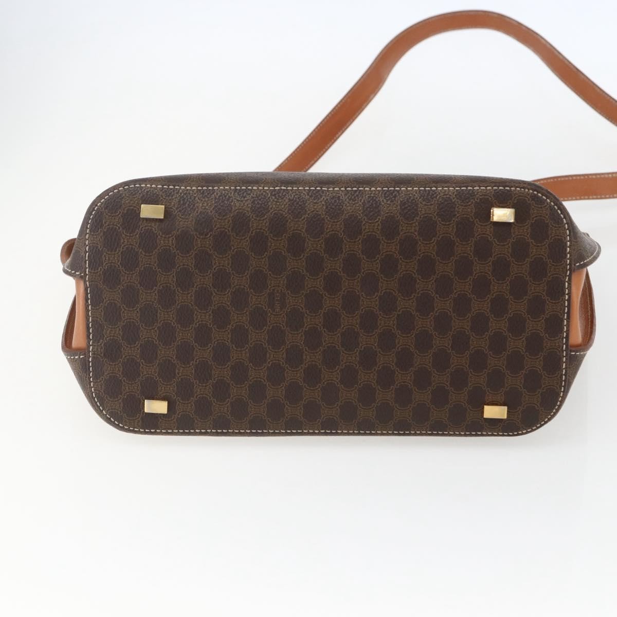 Celine Vintage Macadam Handbag Canvas and Leather, BROWN, CANVAS, Handbag