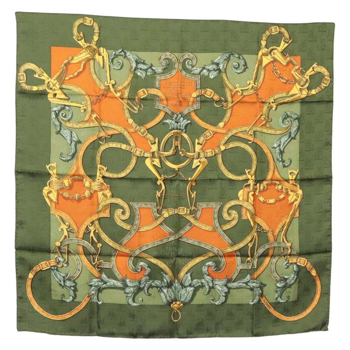 Hermes Carré 90 Silk multicolor, GREEN, SILK, Scarve & shawl