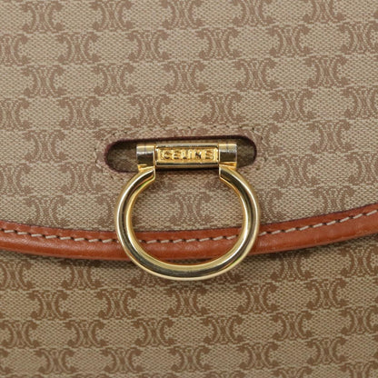Celine Vintage Macadam Shoulder Bag Canvas and Leather, Beige, Canvas, Shoulder Bag