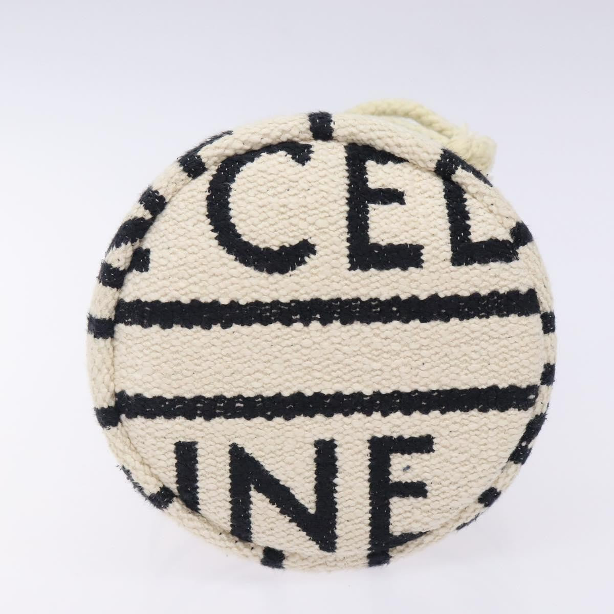 Celine Teen Drawstring Plein Soleil Bucket Bag Canvas with Leather, WHITE, CANVAS, Crossbody bag