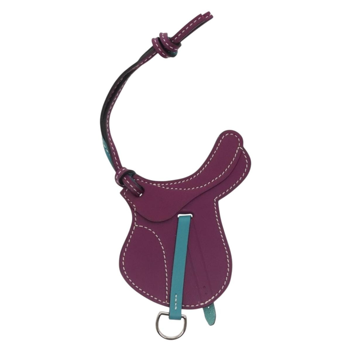 Hermes Paddock Selle Bag Charm Leather, PURPLE, LEATHER, Charms and Keychains