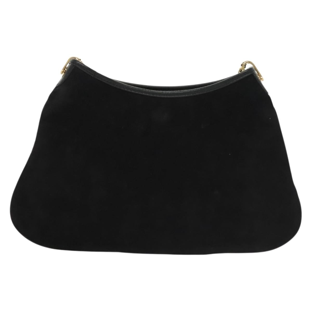 Salvatore Ferragamo Gancini Chain Shoulder bag Suede, BLACK, SUEDE, Shoulder bag