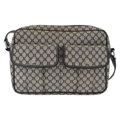 Celine Vintage Macadam Shoulder Bag Canvas and Leather, GRAY, CANVAS, Shoulder bag