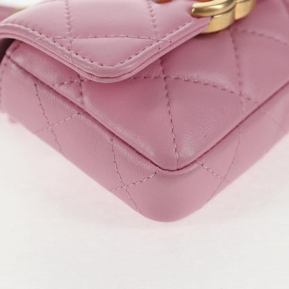 Chanel Flat CC Crossbody Bag Leather, PINK, LEATHER, Crossbody bag