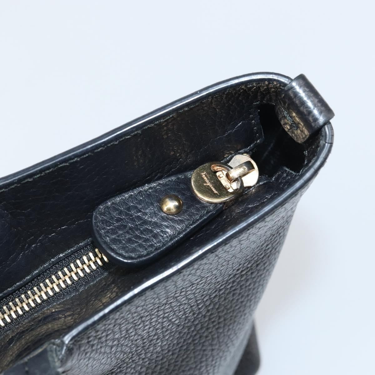 Salvatore Ferragamo Gancini Tote Leather, BLACK, LEATHER, Tote bag