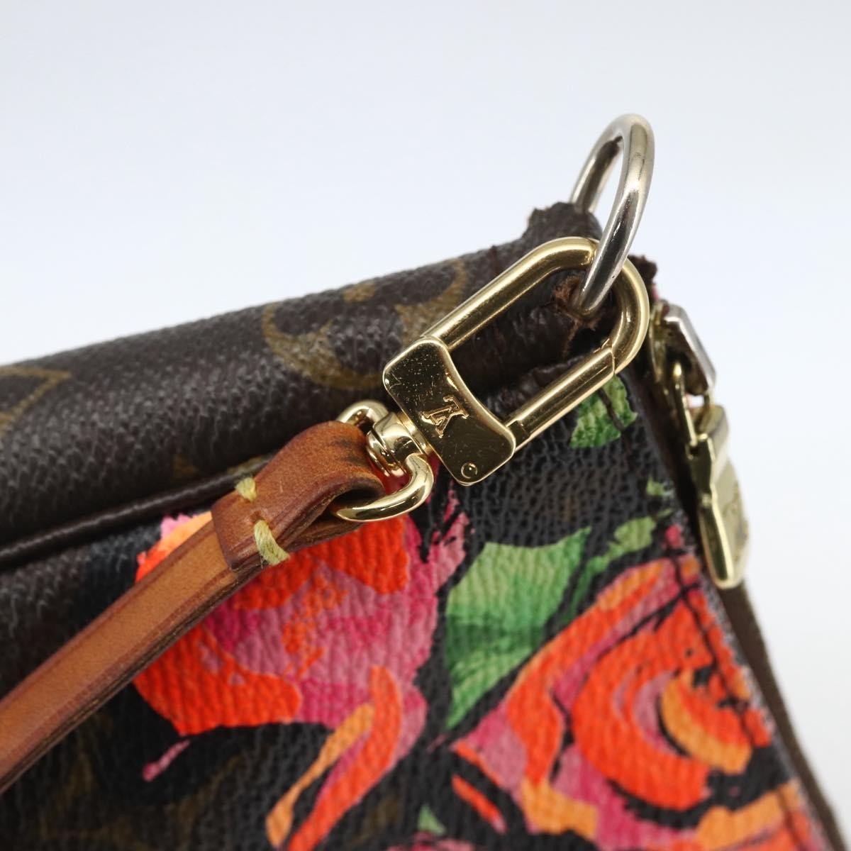 Louis Vuitton Pochette Accessoires Limited Edition Monogram Roses, BROWN, CANVAS, Clutche & pouche