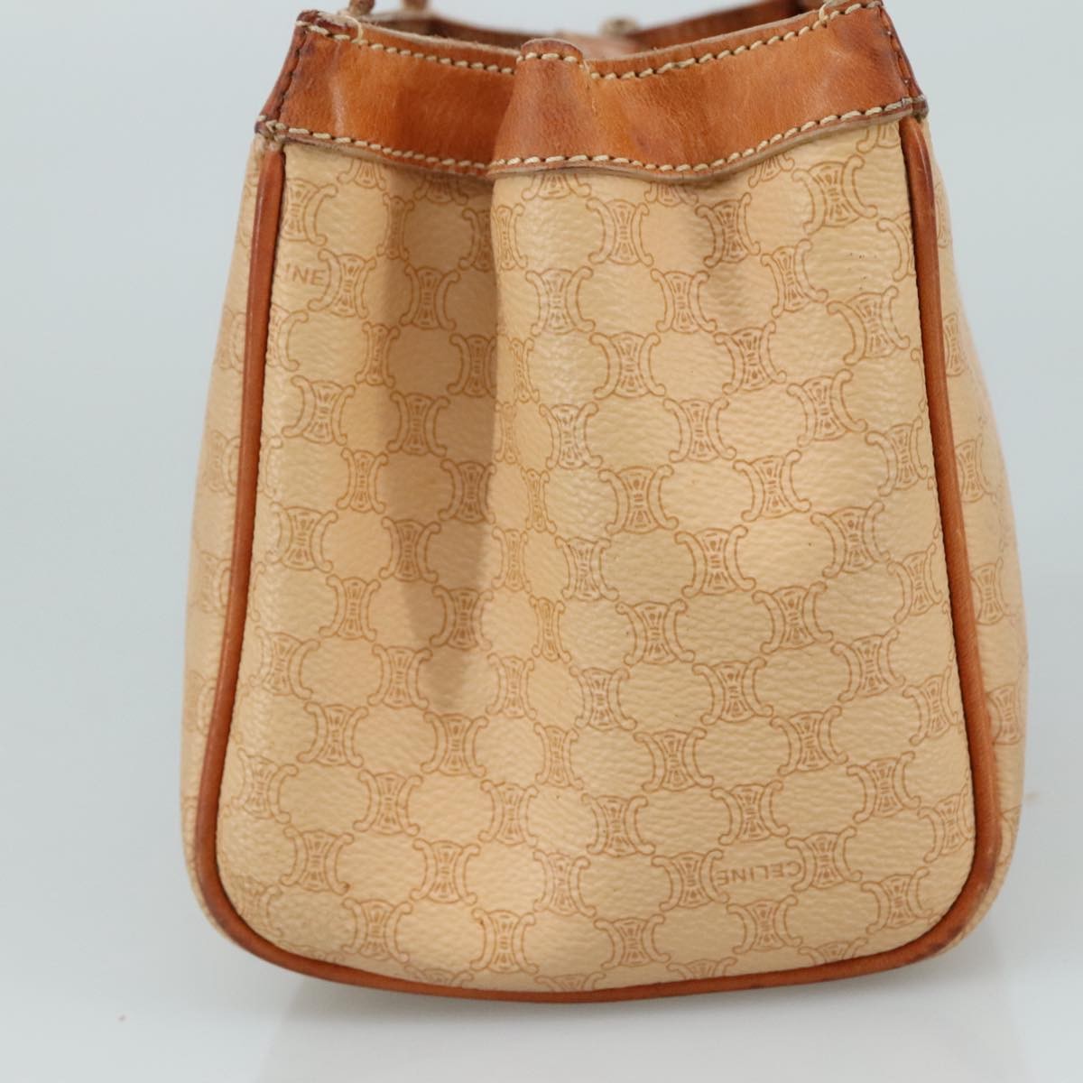 Celine Vintage Macadam Handbag Macadam, "Beige,Brown,Gold", PVC,Leather,Canvas, Handbag