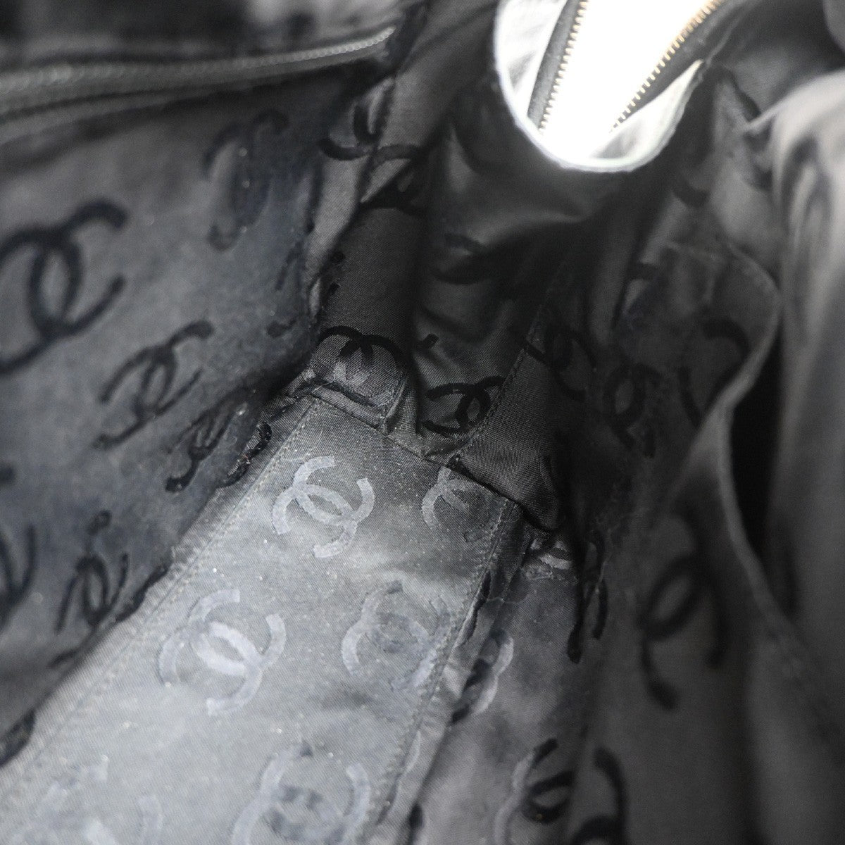 Chanel Surpique Boston Bag Quilted Leather, BLACK, LEATHER, Handbag