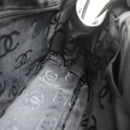 Chanel Surpique Boston Bag Quilted Leather, BLACK, LEATHER, Handbag