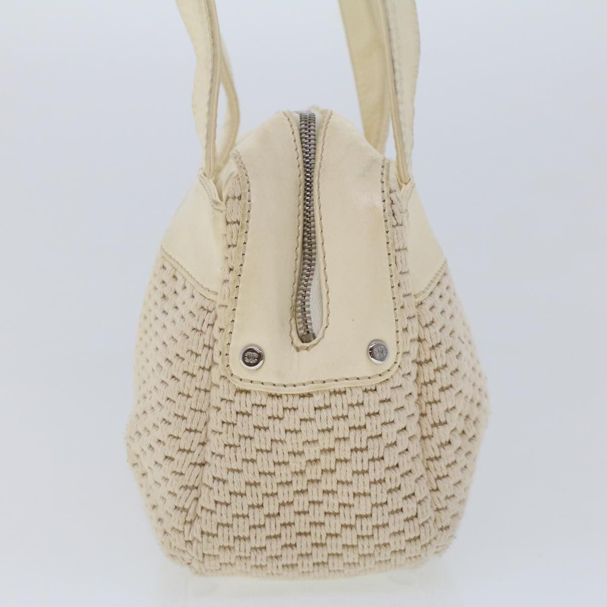 Chanel Vintage Shoulder Bag Canvas, WHITE, CANVAS, Shoulder bag