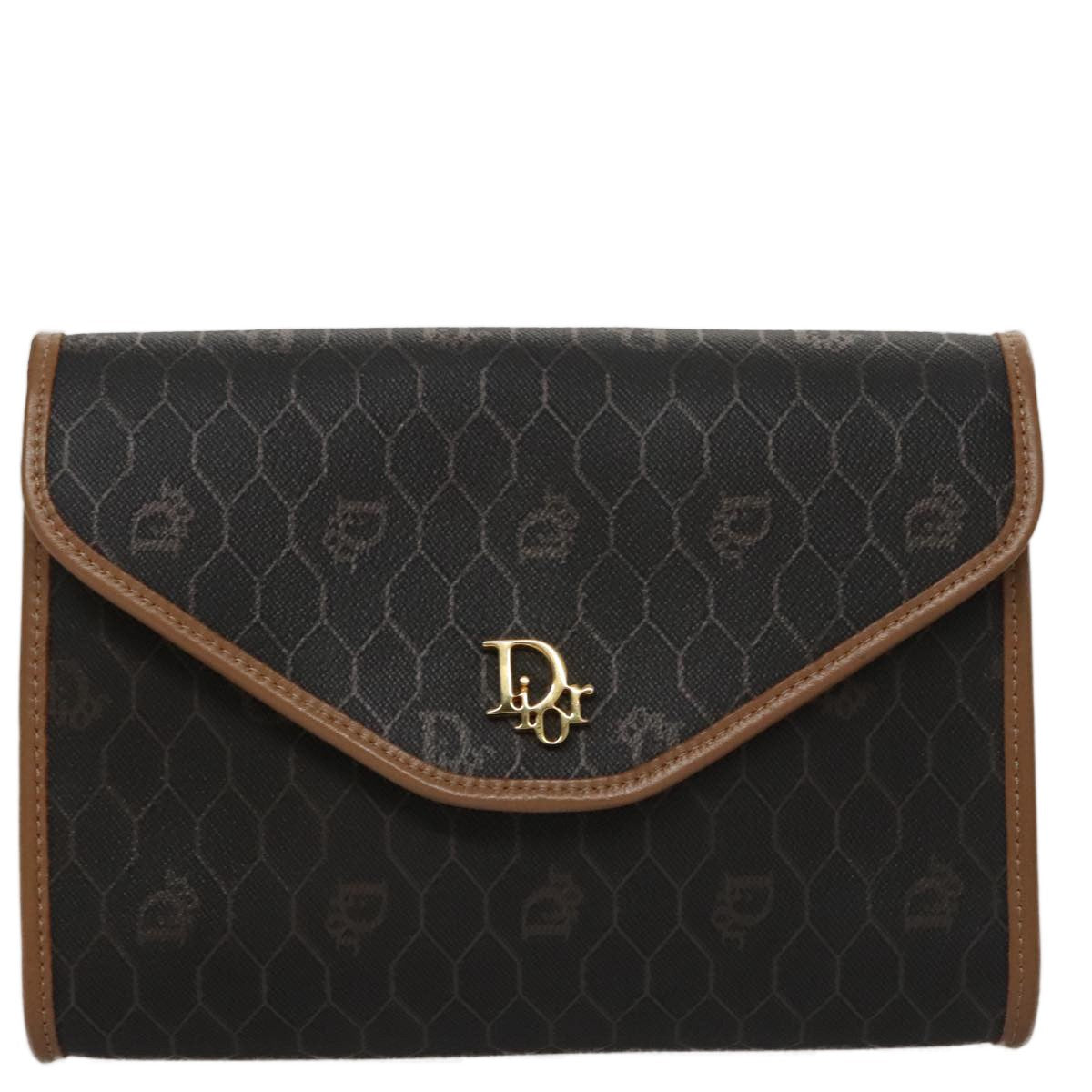 Christian Dior Vintage Honeycomb chain Canvas, BLACK, CANVAS, Shoulder bag