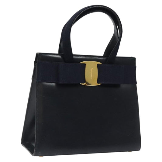 Salvatore Ferragamo Convertible Vara Bow Tote Leather, NAVY, LEATHER, Tote bag