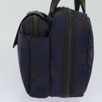 Salvatore Ferragamo Gancini mini handbag Canvas, NAVY, CANVAS, Handbag