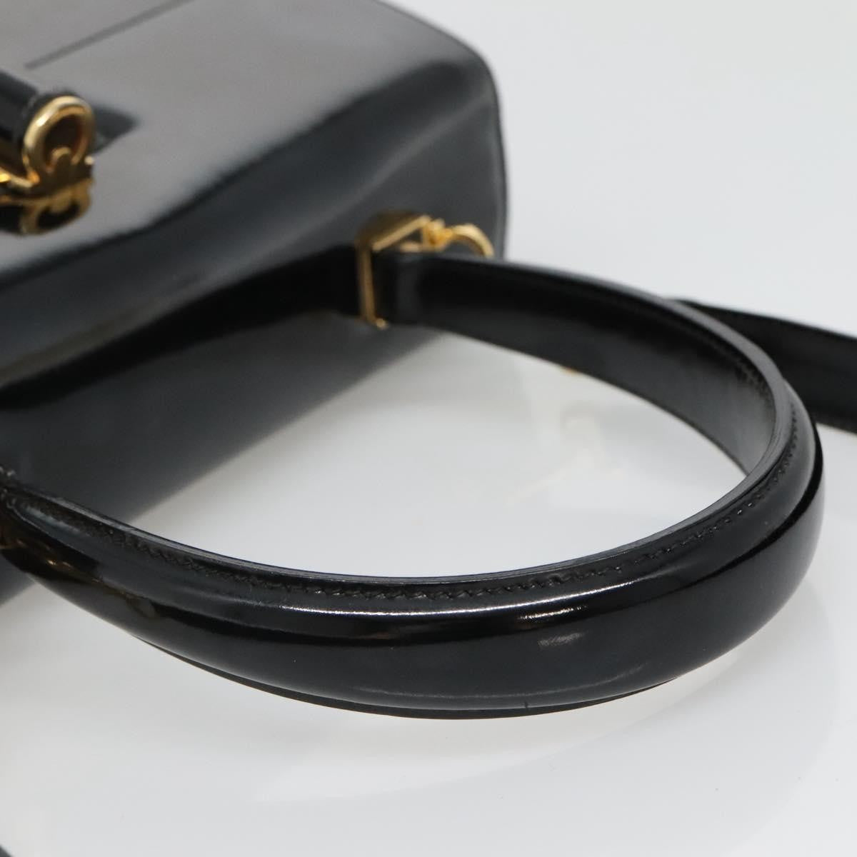 Salvatore Ferragamo Gancini handbag Patent leather, BLACK, PATENT_LEATHER, Handbag