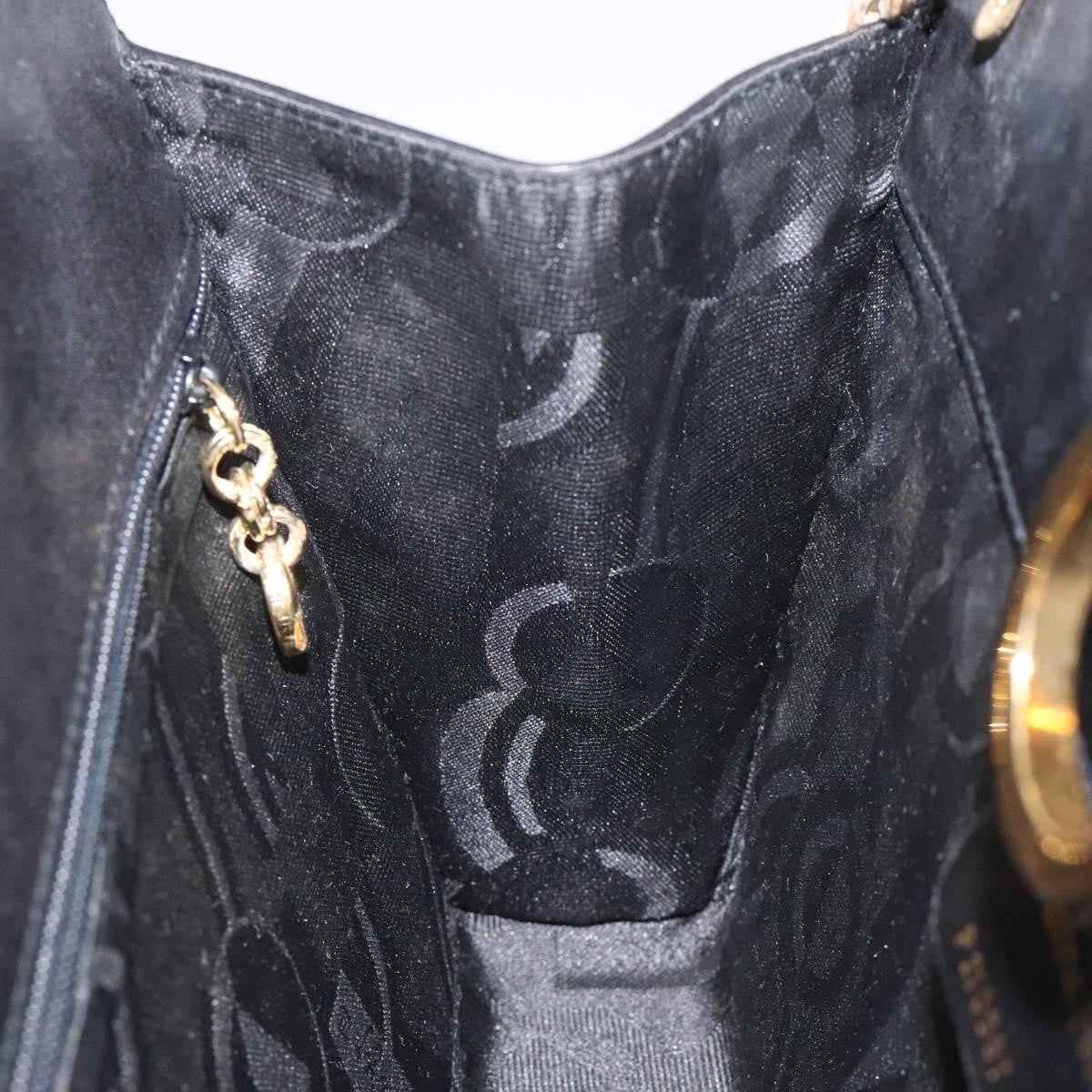 Salvatore Ferragamo Vintage Gancini Chain Shoulder Bag Leather, BLACK, LEATHER, Shoulder bag