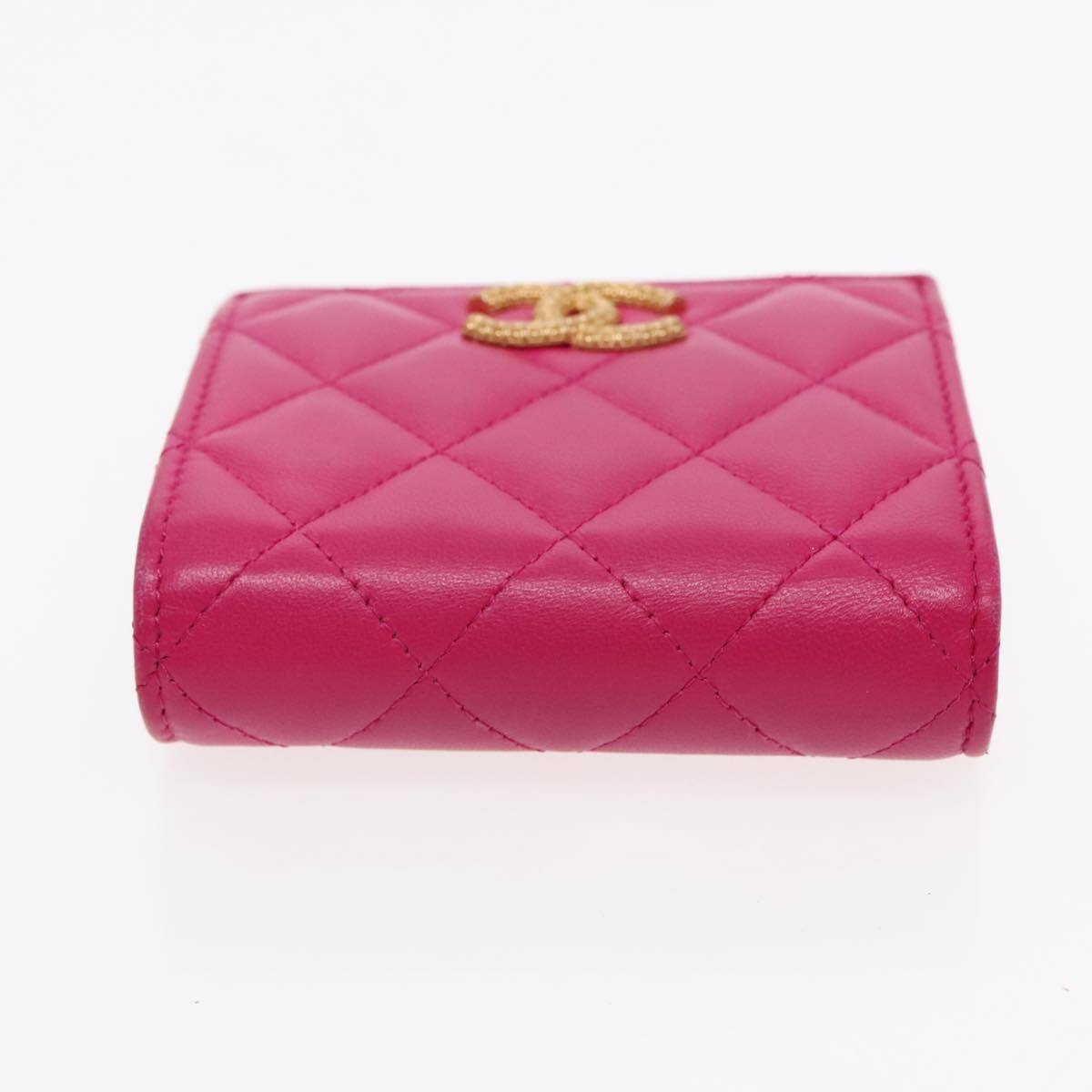 Chanel Textured CC Bifold Wallet Quilted Caviar, PINK, LEATHER, Wallets