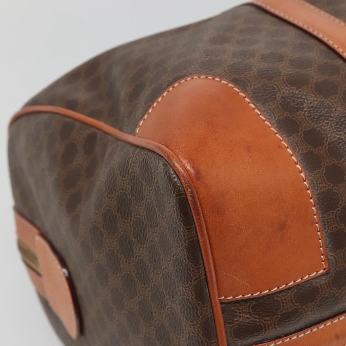 Celine Vintage Duffle Bag Macadam Coated Canvas, BROWN, CANVAS, Travel bag