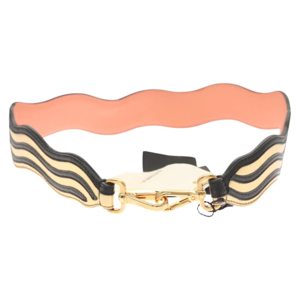 Fendi Zig Zag Shoulder Strap Leather, GOLD, LEATHER, Straps