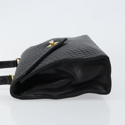 Bally Vintage Flap Handbag Quilted Leather, Black, Leather, Handbag