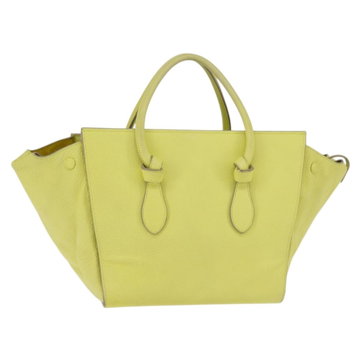 Celine Tie Knot Tote Smooth Leather, YELLOW, LEATHER, Tote bag