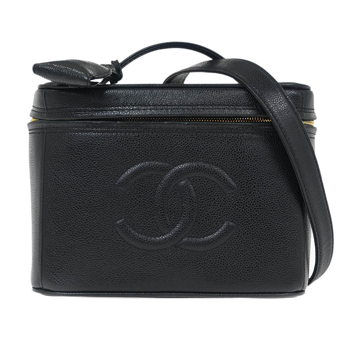 Chanel Vintage Timeless Vanity Case Caviar, BLACK, LEATHER, Handbag