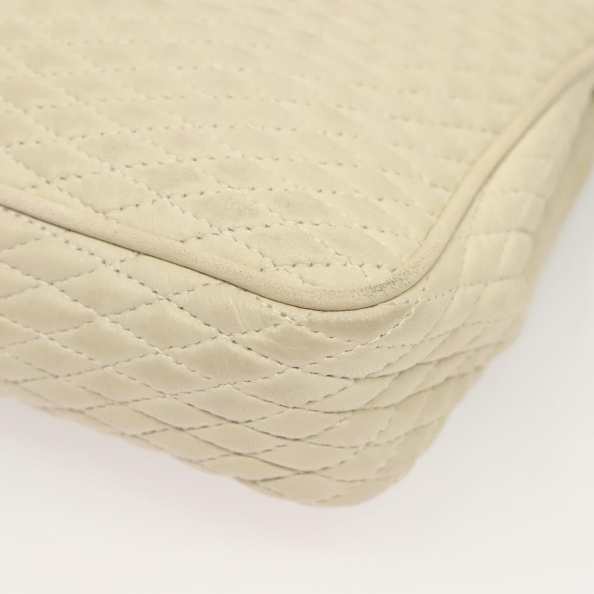 Bally Vintage Chain Shoulder Bag Quilted Leather, WHITE, LEATHER, Shoulder bag