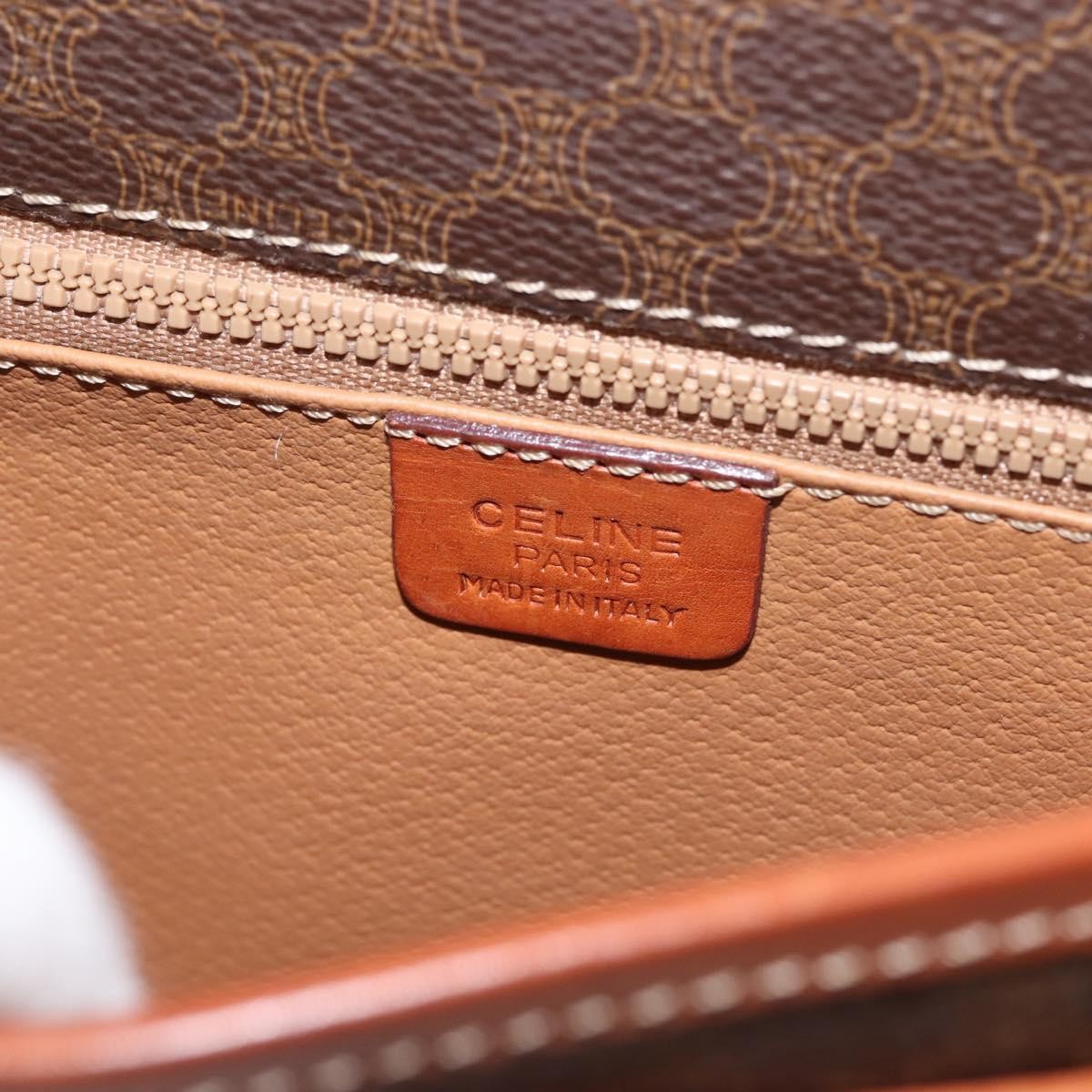 Celine Macadam Shoulder Bag PVC Leather, BROWN, CANVAS, Shoulder bag