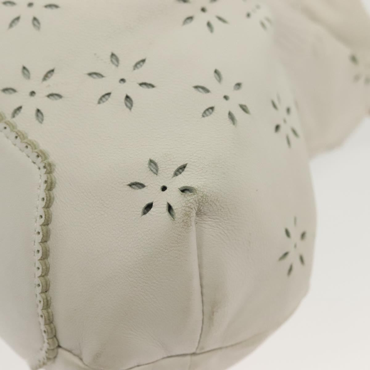 Salvatore Ferragamo Gancini handbag Leather, WHITE, LEATHER, Handbag