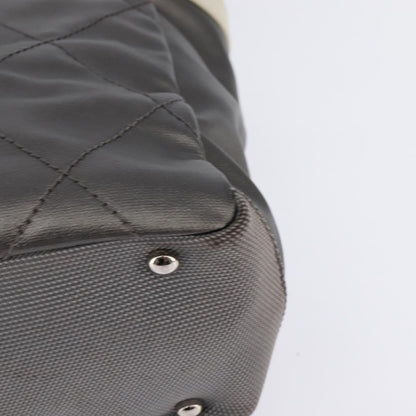 Chanel Biarritz Tote Quilted Coated Canvas, SILVER, CANVAS, Tote bag