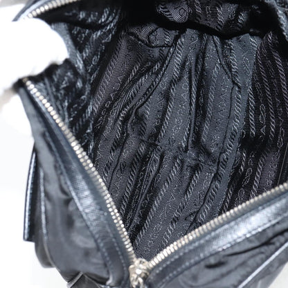 Prada Vintage Front Pocket Shoulder Bag Nylon, BLACK, NYLON, Shoulder bag