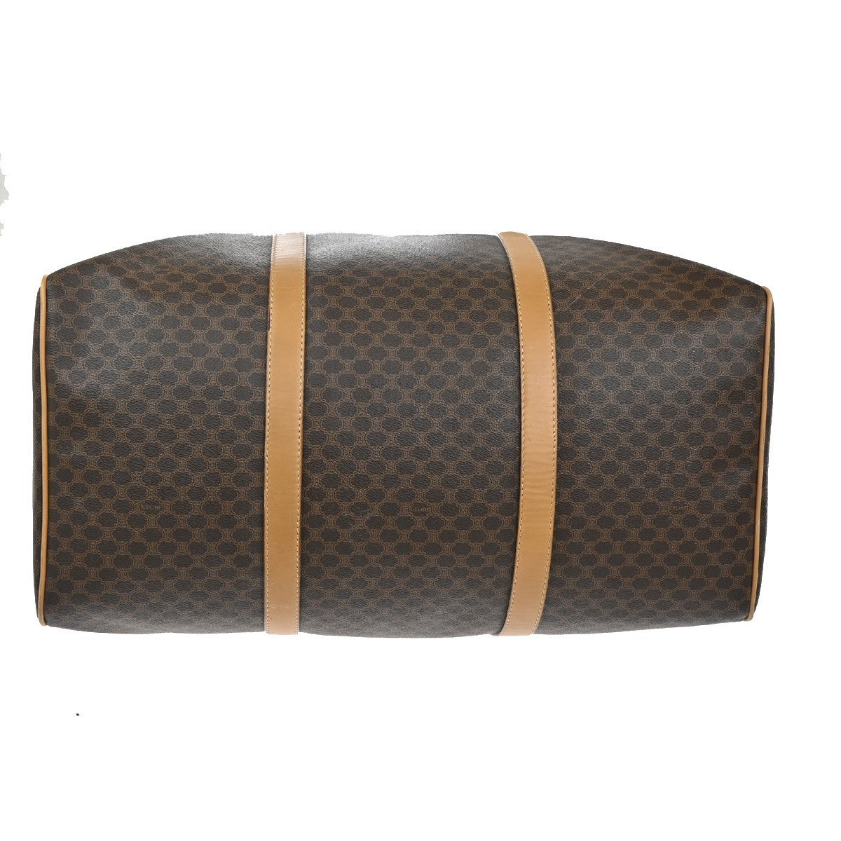 Celine Vintage Duffle Bag Macadam Coated Canvas, BROWN, PVC, Travel bag