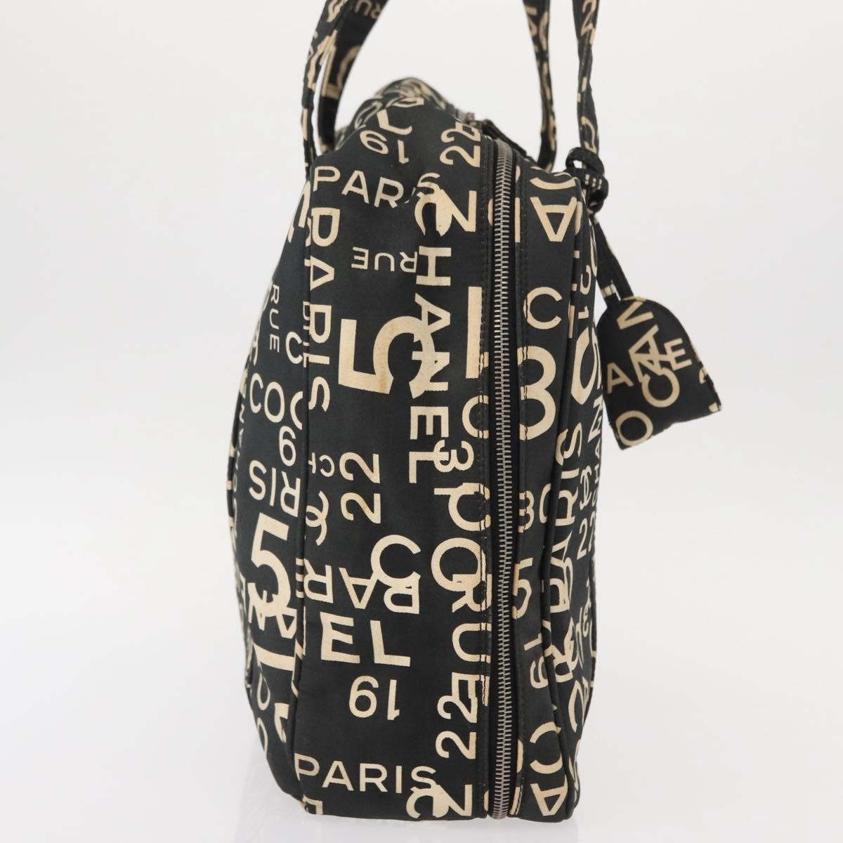 Chanel Boston Zip Tote Quilted Canvas, BLACK, CANVAS, Tote bag